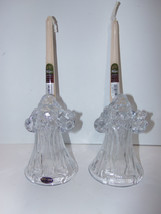 Set of 2 Gorgeous Christmas Santa 7&quot; Crystal Candle Stick Holders with Candles - £39.18 GBP