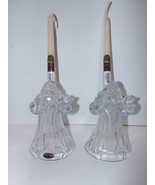 Set of 2 Gorgeous Christmas Santa 7&quot; Crystal Candle Stick Holders with C... - $49.45