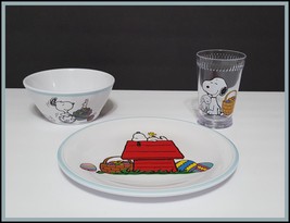 NEW Williams Sonoma 3 Piece Kids Peanuts Easter Melamine Dinnerware Set - $39.99