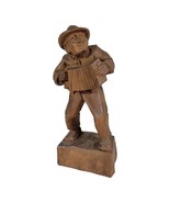 Vintage MCM Hand Carved Old Man with accordian wooden unsigned - £15.23 GBP