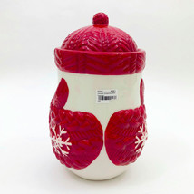 Ceramic Snowman Mitts Treat Jar 9 x 5 inches - £22.20 GBP