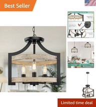 3-Light Rustic Farmhouse Vintage Pendant Chandelier - Adjustable &amp; Dimmable - $104.99