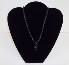 Necklace ~ Interwoven Leather & Rolo Chain w/Feathered Cross Pendant ~ #5410110 - $9.75