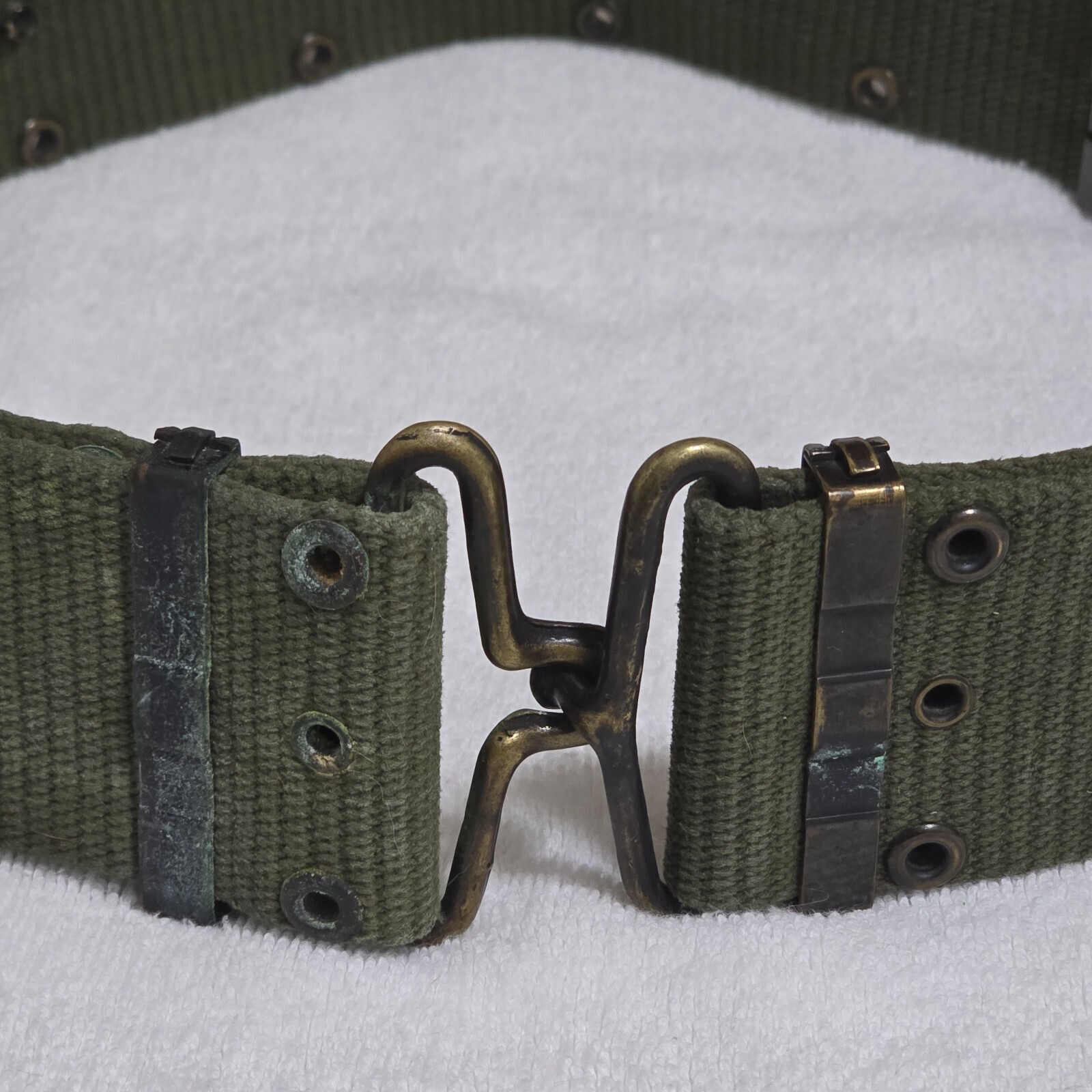 Original US Vietnam Issue M-1956 Vertical Weave LBE OD Web Belt LARGE Size 56" Item image 2