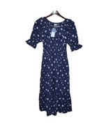 Universal Thread Women XS Dress Navy Blue Maxi Pockets Prairie Peasant Boho - £12.86 GBP