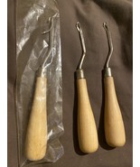 Lot Of 3 Latch Hook Tool Wooden Bent Craft Weaving Rug Making - $10.00