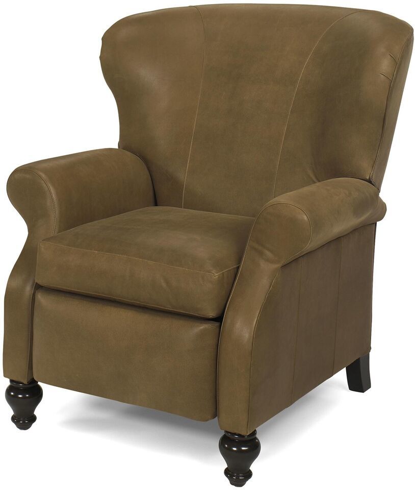 Leather Recliner Chair, Antique Style, Wood Carved Scroll Arms, USA Crafted - $6,219.00