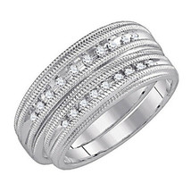 0.30 Karat Rund Künstlicher Diamant Milgrain Braut Set Ring Sterlingsilber - £197.64 GBP