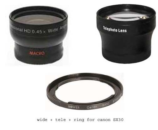 Primary image for Wide Lens + Tele Lens + Tube Adapter bundle for Canon Powershot SX400 IS Digital