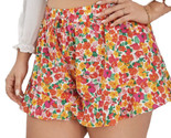 Grande Taille 4X Rose Orange Jaune Imprimé Floral Ruche Ourlet Jambe Sho... - $12.66