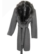 NEW Banana Republic Black Gray Wool Coat Removable Faux Fur SZ Petite L ... - $133.13 CAD