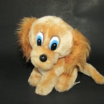 Brechner vintage plush puppy dog tan shaggy ears blue eyes cocker spaniel - $8.90