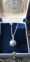 Vintage 1970-s 925 Sterling Silver Large Black Pearl Pendant / 18 inch Chain - £59.35 GBP