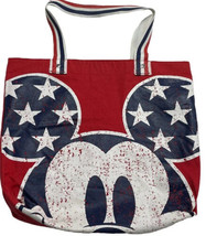 Disney Mickey Mouse Tote Bag Canvas Red White Blue Patriotic Americana Avon Pack - $10.75