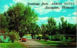 Livingston Montana MT Greetings from Arbor Motel Cars UNP Chrome Postcard S20 - £11.39 GBP