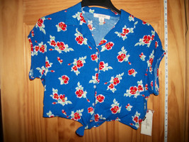 Fashion Gift Adam Levine Women Clothes XL Maroon 5 Blouse Top Flower Shirt Blue - £11.90 GBP