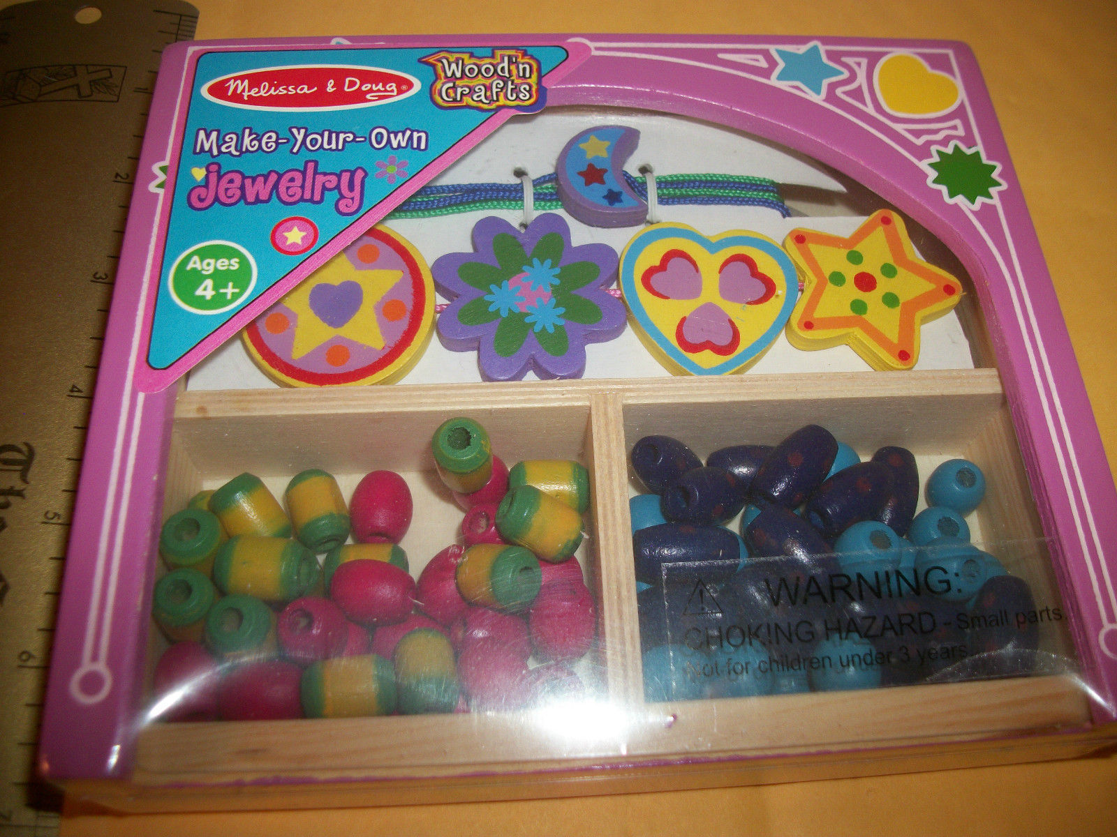 Craft Gift Bead Kit Melissa &amp; Doug Jewelry Making Set Wooden Beadcraft A... - $14.24