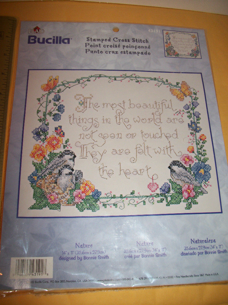 Primary image for Bucilla Craft Kit Art Chickadee Stamped Cross Stitch Tapestry New Nature Scene
