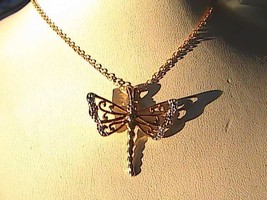 Sterling Silver Gold tone Dragon fly Necklace 2.0 grams - £15.73 GBP