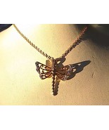 Sterling Silver Gold tone Dragon fly Necklace 2.0 grams - £15.98 GBP