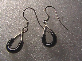 Sterling Silver Black Onyx Dangling French Wire Earrings 1.6 grams - £12.17 GBP