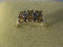 Vintage Sterling Silver Yellow CZ and Marcasite Ring 2.3 grams - £15.81 GBP