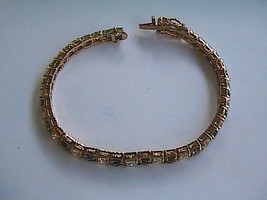 Beautiful Gold Tone Faux Sapphire &amp; Crystal Tennis Bracelet - £12.01 GBP