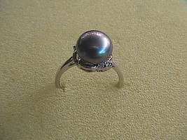 Sterling Silver Fresh Water Pearl &amp; Cubic Zirconia Ring 3.0 grams - £15.72 GBP