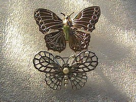Vintage Gold Tone &amp; Silver Tone Butterfly Pin / Brooch - £11.96 GBP