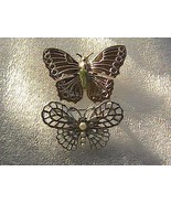 Vintage Gold Tone &amp; Silver Tone Butterfly Pin / Brooch - £11.86 GBP