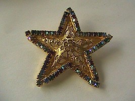 Beautiful Rhinestone Gold Tone Brooch - $10.00