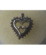Vintage Sterling Silver Diamond Chip Double Heart Pendant 7.0 grams - £23.60 GBP