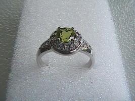 Gorgeous Sterling Silver 2.60 carats Peridot  &amp; Cubic Zirconia  Ring 3.0... - $20.00