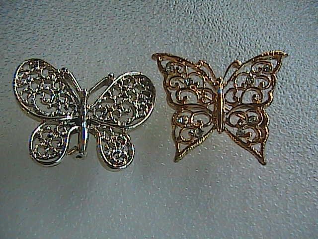 Beautiful FashionSilver & Gold Tone Butterfly Pin Brooch - £9.59 GBP