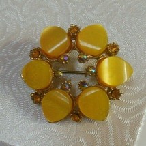 vintage opaque faux amber and ab stone brooch - £27.24 GBP