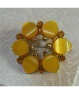 vintage opaque faux amber and ab stone brooch - £27.25 GBP