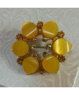 vintage opaque faux amber and ab stone brooch - $48.07 CAD