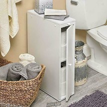 Slim Wood Bathroom Sideboard White Storage 24&quot;Hx16&quot;Dx6&quot;W Slide Out Compartment - £74.72 GBP