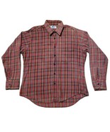 Mens Blue Mountain Button Up Plaid Flannel Long Sleeve Shirt Large Rust - £7.01 GBP
