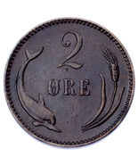 1891 Denmark 2 Ore Coin In AU, KM# 793.1 - €61,98 EUR