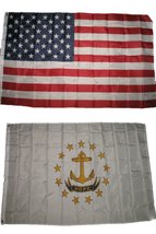 AES 3x5 3&#39;x5&#39; Wholesale Lot Combo: USA American w/State of Rhode Island Flag - £7.89 GBP