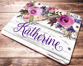 Office Gifts For Women, Pink Purple Floral Mouse Pad, Personalized Desk Gift, Of - £11.85 GBP