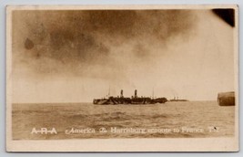 US Navy WW1 USS America &amp; Harrisburg enroute France ARA Postcard J21 - $24.95