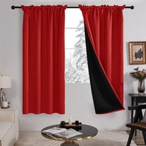 Deconovo 72 Curtains Blackout 100% Room, Red, 52W X 72L Inch, 2 Panels - $42.99