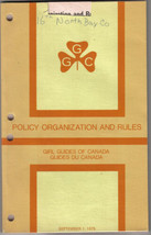 Girl Guides Of Canada Policy Organization And Rules September 1975 - $7.25