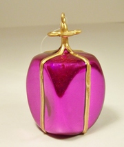 Christmas Ornament Purple Gold Wrapped Gift Box Present - $5.61 CAD