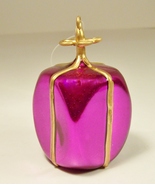 Christmas Ornament Purple Gold Wrapped Gift Box Present - $3.99