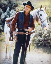 The Virginian TV series James Drury full length with his white horse 4x6 photo - £4.81 GBP