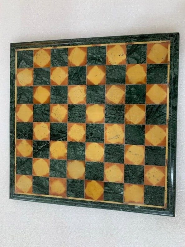 Adorable Green Marble Chess Board Table Handmade Semi Precious Stone Decorative - $500.31