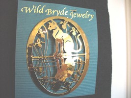 Wild Bryde Cat &amp; Irises with Reflection Pin  - $30.40